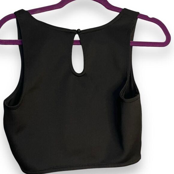 Trixxi Crop Top Women's Large Black White Stripe Cheerleading Keyhole Academia - Picture 2 of 10